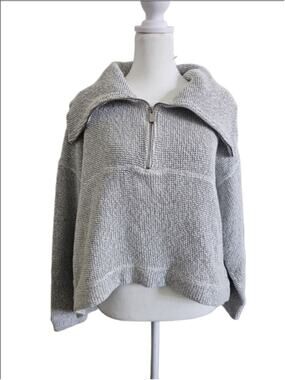 Sweaty Betty Grey Boucle half-zip Sweatshirt Size 6